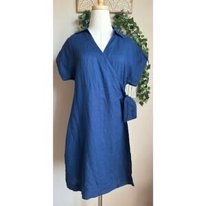Haven Well Within Linen Short Sleeve Wrap Dress sz S